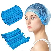 100 PCS Disposable Anti-Dust Protective Hair Net,Disposable Bouffant Caps for Hospital,salon,Catering,laboratory,Blue