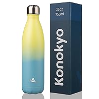 Insulated Water Bottles,25oz Double Wall Stainless Steel Vacumm Metal Flask for Sports Travel,Sandy Beach