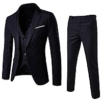 Men’S Slim Fit Suit Tuxedo Set One Button 3-Piece Blazer Dress Business Wedding Party Jacket Vest & Pant