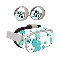 MightySkins Skin Compatible with Oculus Quest 2 - Teal Splatter | Protective, Durable, and Unique Vinyl Decal wrap Cover | Easy to Apply, Remove, and Change Styles | Made in The USA