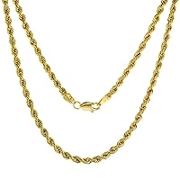 Solid Yellow 10K Gold 2mm Diamond Cut Rope Chain Necklaces and Bracelets for Men & Women 7-30 inch