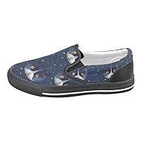 Unisex Star Cats Dark Blue Slip-on Canvas Kid's Shoes (Big Kid) for Girl