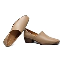 Women Chunky Block Heel Loafers Square Toe Slip on Loafer Pumps 2 inch Thick Heel Loafer Shoes Matte Classic Basic Office Ladies Work Shoes Loafer Heels Comfort Causal 4-11 M US