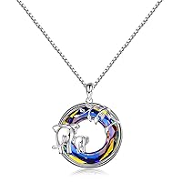 HETICA Phoenix Cute Animal 925 Sterling Silver Pendant Necklace with Iridescent Austrian Crystal CZ, Woman Girl Valentine Anniversary Birthday Jewelry Gift