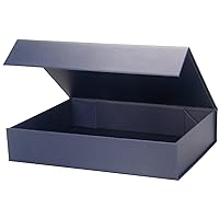Gift Box with Lids, 11.5 x 8.5 x 2.3 In Magnetic Closure Collapsible Gift Boxes for wraps gifts of T-Shirts, Gloves, Scarves, Candy, Baby Clothes, Jewelry, Books, Comes with a Ribbon(Gentleman Blue)