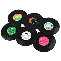 6pcs Retro Vinyl Record Drink Coaster Non-Slip Table Pads Coffee Mug Cup Mats Accessory