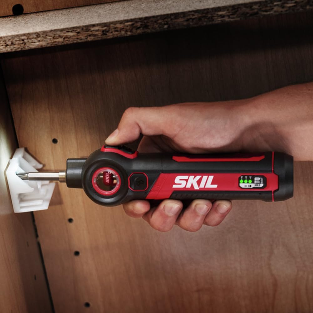 SKIL Twist 2.0 Rechargeable 4V Screwdriver with Pivoting Head, Torque Setting, USB-C Charging Cable & 2PC Bit Set-SD5619-01