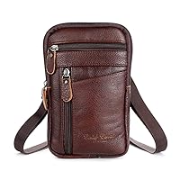 YUXII Men's Genuine Leather Fashion Phone Pouch Belt Bag Shoulder Crossbody Waist Pack