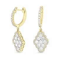14K Rose Gold 1.08ct White Diamond Drop Dangle Earrings