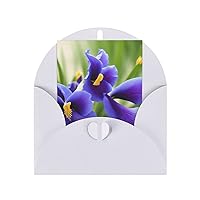 Violets Flower Print Blank Greeting Cards, Love Buttons, Pearl Paper Envelopes Suitable For Various Occasions - Anniversary Cards, Thank You Cards, Holiday Cards, Wedding Cards, Congratulations, And More