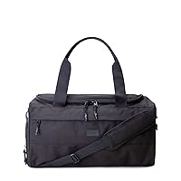 Vooray Boost Duffel, Water-Resistant Gym Bag with Shoe Compartment, Accessory Pockets, Small Overnight Travel Bag, Durable Sports Duffel Men Women 22L (Black, Boost (22L)), Black