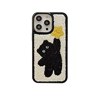 Smile Grid Plush Phone Case for iPhone 12 Pro, Warm Cloth Fabric Fur Back Cover for iPhone 15 Max, Shockproof Soft Phone Case #BBS0676 (Style 4, for iPhone 15promax)