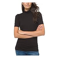 Michael Kors Womens Ruched Pullover Blouse, Black, X-Large