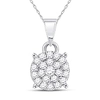 10kt Yellow or White Gold Womens Round Diamond Circle Cluster Pendant 1/6 Cttw Color G-H, Clarity I2 Fine Jewelry For Women