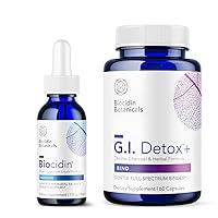 Biocidin Liquid Formula (1 oz) with GI Detox+ Gentle Binder (60 Capsules) - Two-Product Detox Bundle to Support GI Detox, Cleansing & Healthy Digestion - Assists in Toxin & Biofilm Removal