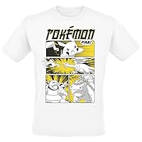 Pokemon Unisex Adult Anime Style Cover T-Shirt, White, X-Large
