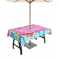 Summer Tropical Outdoor Indoor Table Cloth Rectangle Table 60x84, Summer Watermelon Ice Cream Flower Washable Waterproof Tablecloth with Umbrella Hole Zipper for Parties Pool Patio Coffee