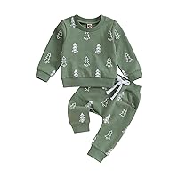 Kupretty Baby Boy Christmas Outfit Toddler Winter Clothes Santa Long Sleeve Crewneck Sweatshirts + Pants Clothing Sets