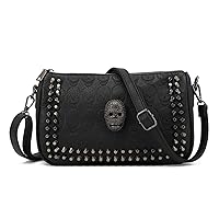LHHMZ Women Gothic Skull Shouler Bags Black Skull Rivet Crossbody Hobo Bag Skull Messenger Handbag