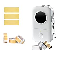 Memoking D30 Label Maker Set (3 Rolls-Gold Silver White Labels Included) with 3 Rolls of Gold 14x40mm/0.55x1.57inch D30 Labels for Home, Office and Business