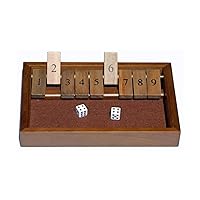 WE Games Shut the Box Game Wooden – 9 Number Flip Tiles with Dark Stained Wooden Box, Board Game for Game Night, Math Games, Clackers, Family Games, Adult Dice Games, Board Games for Adults, 11 inches