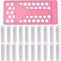 NUANNUAN Lip Balm Crafting Kit, 50 Pieces Empty Lipsticks Filling Tubes Mold Handmade Set Pallet with Scraper, DIY Lip Care Balms Making Tray and Spatula for Women Girl Cosmetics Makeup, Pink