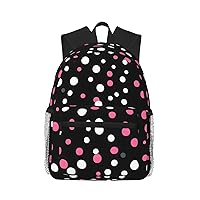 Black Polka Dots Print Backpack For Women Men, Laptop Bookbag,Lightweight Casual Travel Daypack