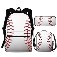 Kids Baseball Backpack Book Bag for Elementary Middle School Boys Girls with Lunch Box Pencil Case Bag Large Capacity Daypack Satchel Laptop Bag