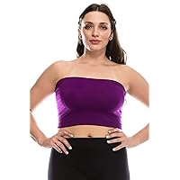 Kurve Women's Plus Size Bandeau - Basic Strapless Seamless Stretchy Tube Top, UV Protective Fabric UPF 50+ (Made in USA)