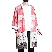 Spring Summer Kimono Jacket Men Cardigan Long Streetwear Trench Coat Loose Retro Outerwear And Coats