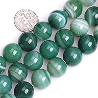 GEM-Inside Natural 14mm Green Banded Agate Gemstone Energy Stone Round Loose Beads for Jewelry Making Jewelry Beading Supplies for Women