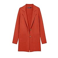 MEROKEETY Womens Open Front Cardigan Coat Long Sleeve Lapel Casual Knit Button Sweater Jackets with Pockets