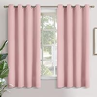 YoungsTex Room Darkening Curtains for Bedroom - Thermal Insulated with Grommet Top Blackout Curtains for Living Room, 2 Panels, 52 x 63 Inch, Baby Pink
