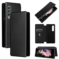 Cell Phone Flip Case Cover for Samsung Galaxy Z Fold4/Galaxy Fold 4 5G Case, Luxury Carbon Fiber PU+TPU Hybrid Case Full Protection Shockproof Flip Case Cover for Samsung Galaxy Fold 4 5G
