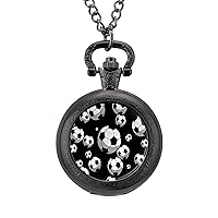 Holiday Soccer Vintage Pocket Watch Arabic Numerals Scale Quartz with Chain Christmas Birthday Gifts