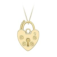 Carissima Gold Women's 9ct Yellow Gold Padlock Pendant on Curb Chain - 46cm/18' (Large)