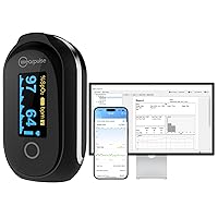 Continuous Pulse Oximeter Fingertip, Built-in Storage for 8*10 Hours, Rechargeable Blood Oxygen Saturation Monitor, Bluetooth O2 Sat Monitor Finger for Oxygen Tracking SpO2 and Pulse Rate with APP and PC Reports, Audio Reminder