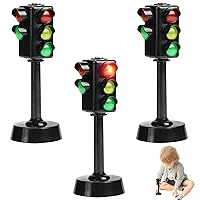 Traffic Lights for Kids,3Pcs Traffic Signals Lamp Toy, 4.7 inch Mini Toy Road Signs,LED Toy Traffic Lights with Horn Sound, Early Education Stop Signs Traffic