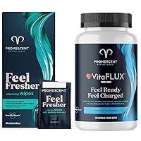 Promescent Flushable Aloe Wipes for Adults +VitaFLUX Triple Power Nitric Oxide Supplement for Male Performance, Stamina, Energy, Recovery - L Arginine 2000 mg