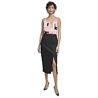 Calvin Klein Women's High Waisted Side Button Slit Midi Skirt
