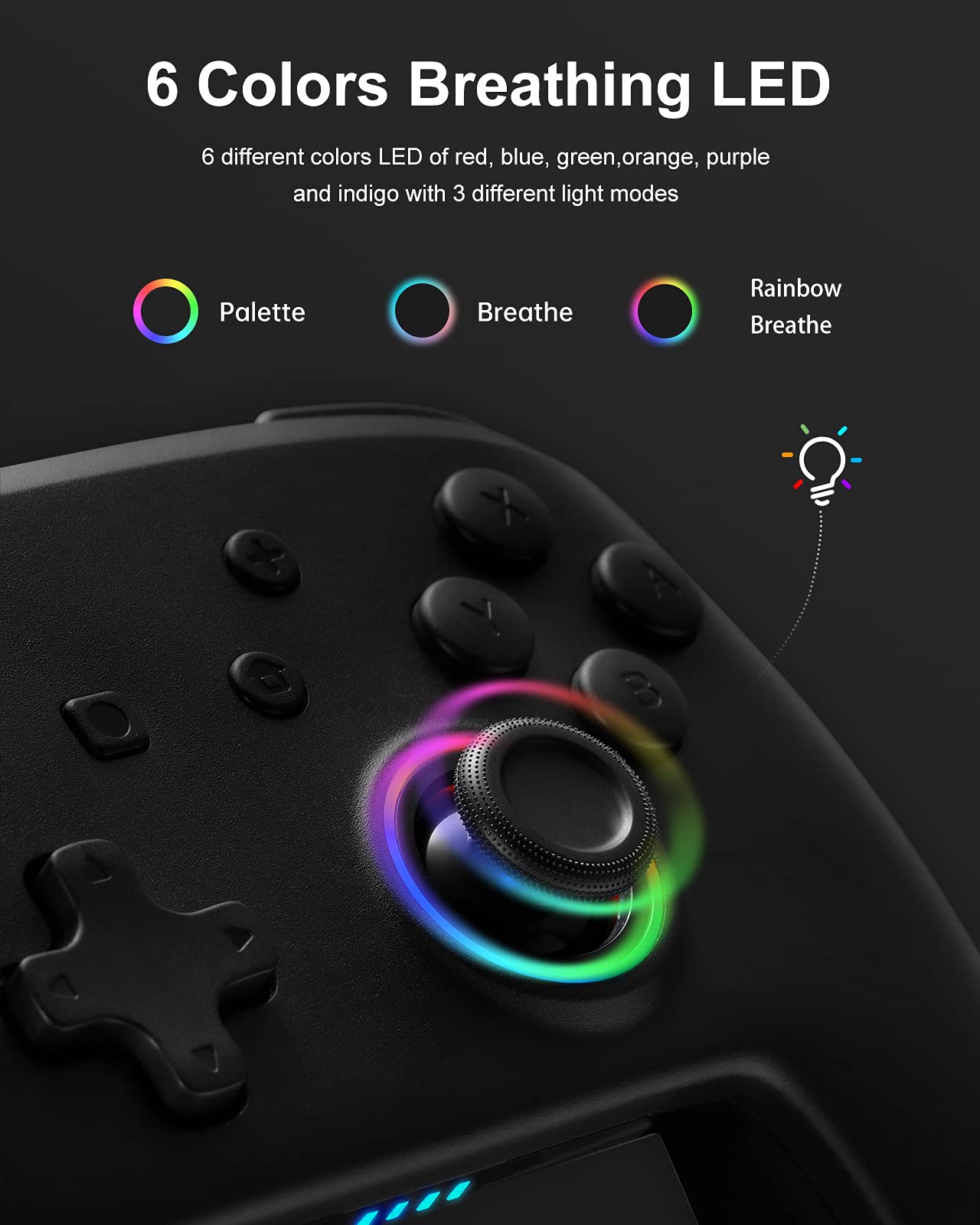 DOYOKY Switch Controller, Switch Controller Compatible with Switch/Switch Lite, Wireless Gamepad with 7 LED Colors/Motion Control/Dual Vibration/Turbo…