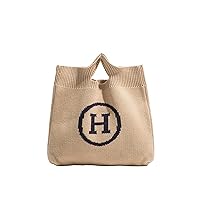 huaCCG Women's Knit Bag, Handbag, Eco Bag, Sub Bag, Women's Knit Tote Bag, Knitting Shoulder Bag, Knit Casual Tote Bag, Fashion, Wild Handbag, Simple Shoulder Bag, Cute, Commute, Lightweight