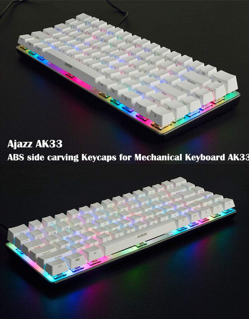 82 Keys Layout ABS Side Carving Keycaps OEM for Mechanical Keyboard Ajazz AK33 Wired Gaming Keyboard, Pluggable Cable,Black,Gray,White (Pink)