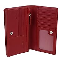 Leather Ladies Purse/Wallet RFID Protected, Red, One Size, Contemporary