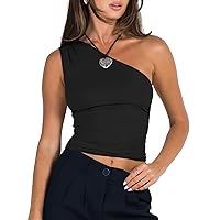 Mxiqqpltky Women's Off Shoulder Crop Top Summer Going Out Tank Tops Slim Fit 2024 Casual Basic Top Blouse Shirts Streetwear