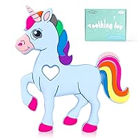 Unicorn Baby Teething Toy for 0-6month Gifts, Infants Chew Toys for Sucking Needs, Hand Pacifier for Breast Feeding Babies, Silicone Toy for New Born(1 Pack-Blue)