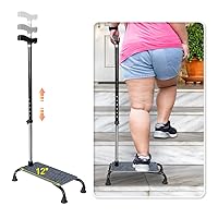 Stair Climbing Cane Lifts for Seniors Half Step Climbing Aid Walker Elevator Stairs Assist Elderly Standing Helper 4 Prong Large Base Quad Walking Sticks Adjustable Stability Balance Devices