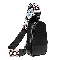 Ladies Chest Bag Shoulder Bag Small Crossbody Leather Satchel Backpack Ladies Shopping Travel Fashion Strap (black)