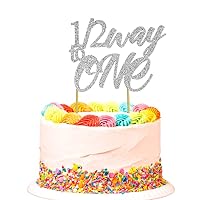 1/2 Way to One Cake Topper - Happy 6 Months Cake Toppers - Half a Year Party Decors - Six Months Old Party Decorations - Silver Glitter