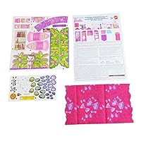 Mattel Replacement Instruction Sheet, 2 Sticker Sheet and Barbie Size Blanket for Barbie Malibu Dollhouse Playset - BJP34, Pink, Purple, Green